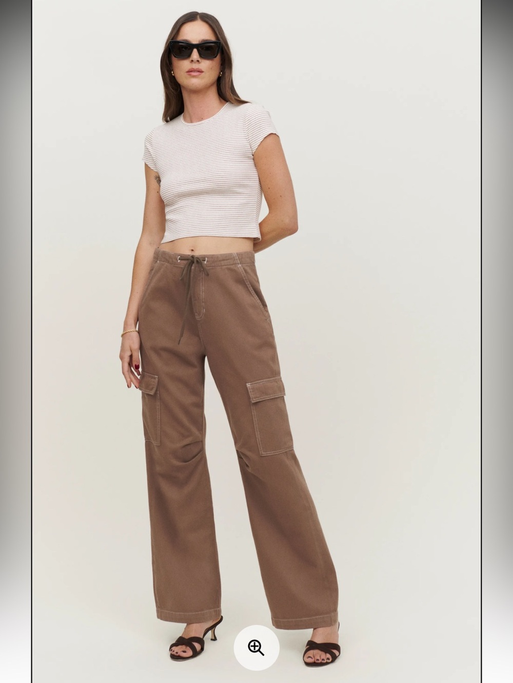 Reformation Acton Drawstring Cargo Pants — factory closure defect / needs repair
